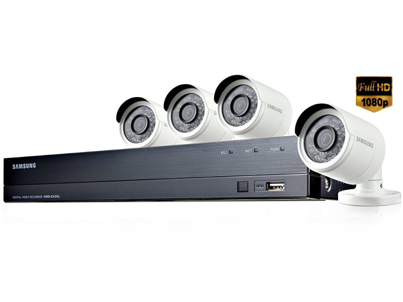 Samsung All-in-One Video Überwachungssystem | 1TB DVRecorder inkl. 4x Full-HD Kameras | Nachtsicht